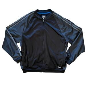 Everlast Black Gray Raglan Sleeve Zip-Front Track Jacket - Men's Size XXL